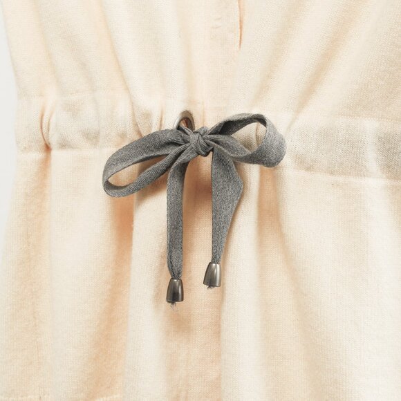 Brunello Cucinelli Cream Cashmere Drawstring-Waist Elbow-Sleeve Cardigan - Picture 4 of 9